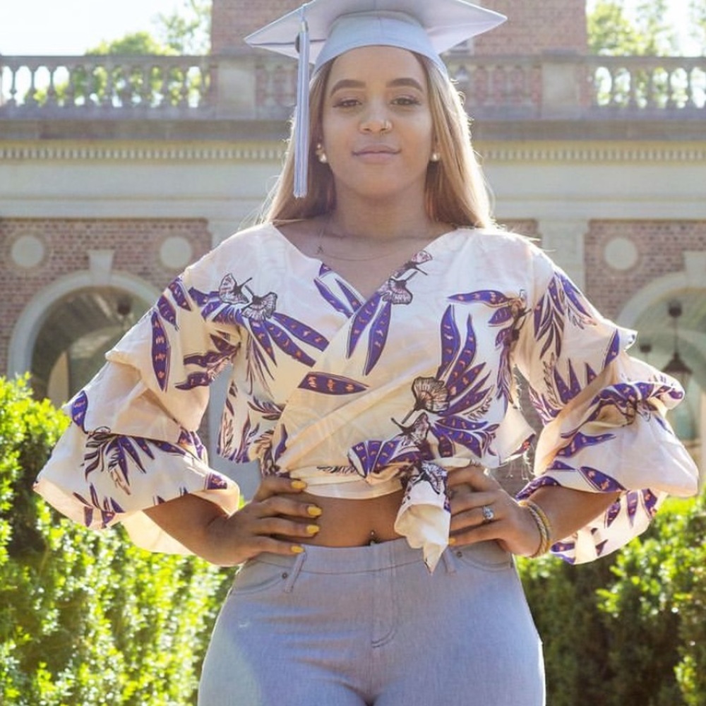 Tropical tie top blouse
